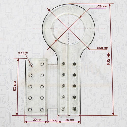 Обвод для труб  28 мм ключ прозрачный (внутренний 3/4, с замком)