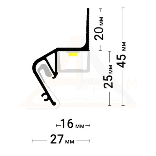 Багет алюминиевый  ПФ 2429 FLY02 (8406) белый для парящих потолков