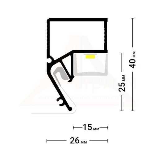 Багет алюминиевый  ПФ 2492 FLY 03 чёрный для парящих потолков