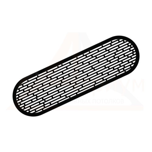 Ревизионная вентиляционная решётка  МУЛЬТИКРАФТ овальная Муссон 303*80 мм глянцевая чёрная (внешн. 320*97 мм)