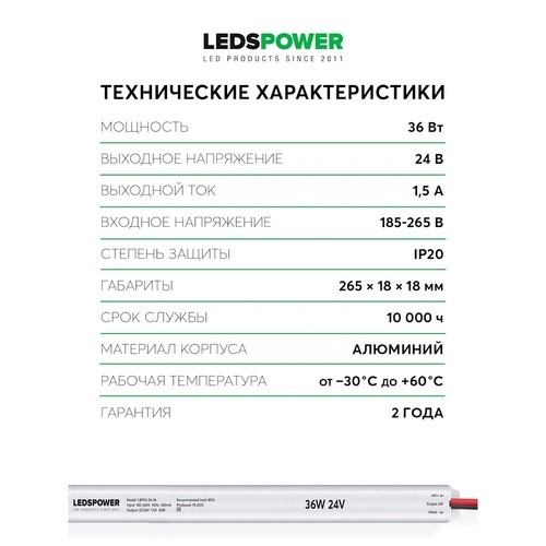 Блок питания      36Вт 24В Super Slim  LP