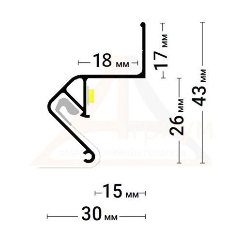 Багет алюминиевый  ПФ 2429 FLY01 (6675) неокрашенный для парящих потолков