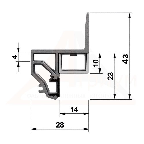 Багет алюминиевый  ПФ 3444 BORZZ FLY MINI чёрный для парящих потолков